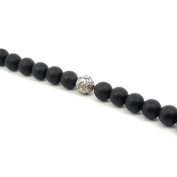 David Yurman Estate Matte Onyx Carved Prayer Beads Bracelet 8.5" Silver DY533 - Picture 6 of 12